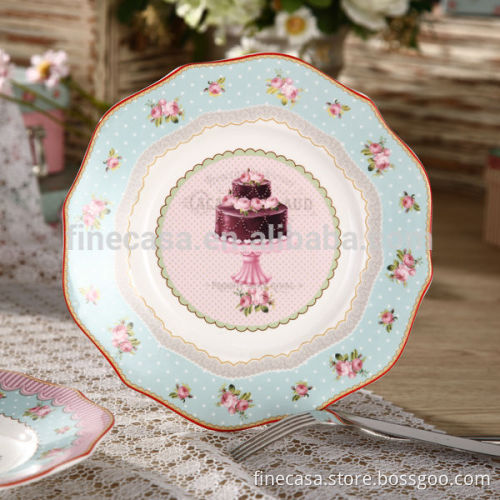 8.75 Inches Elegant New Bone China Wave Shaped Plate of Ice Cream